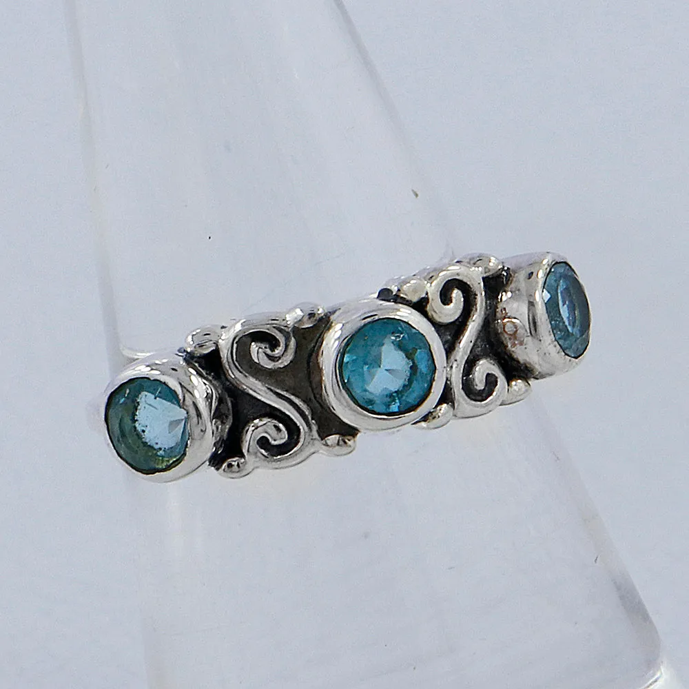 Blue Topaz Silver Designer Ring