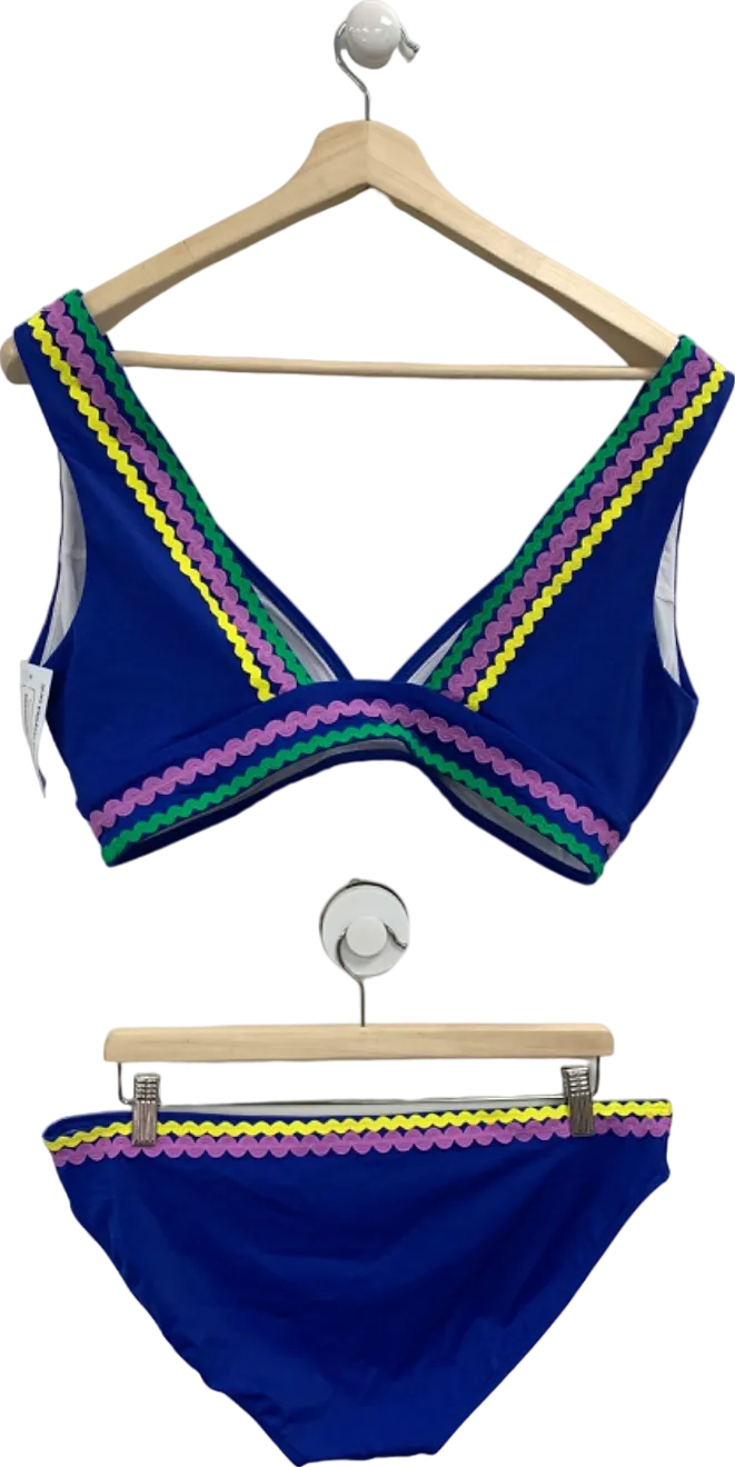 Boden Blue Ric Rac Trim Bikini Set UK 18