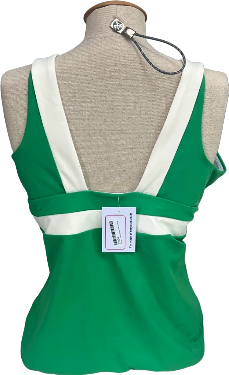 Boden Green & White Plunge Swimsuit UK 18