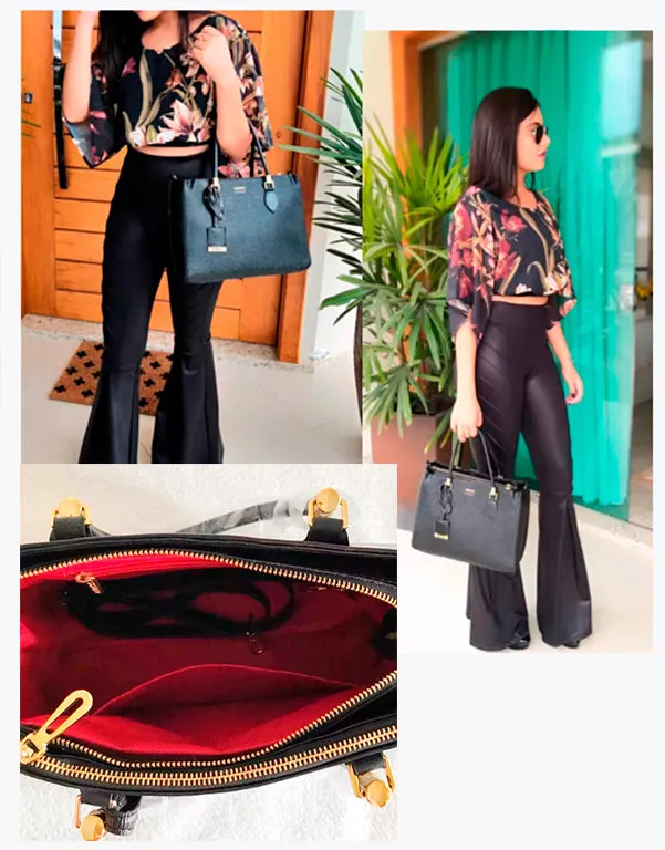 Bolsa Feminina Tote Lorena Couro Preta