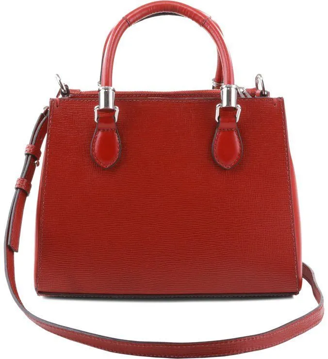 Bolsa Feminina Tote Lorena Couro Vermelha Sangue