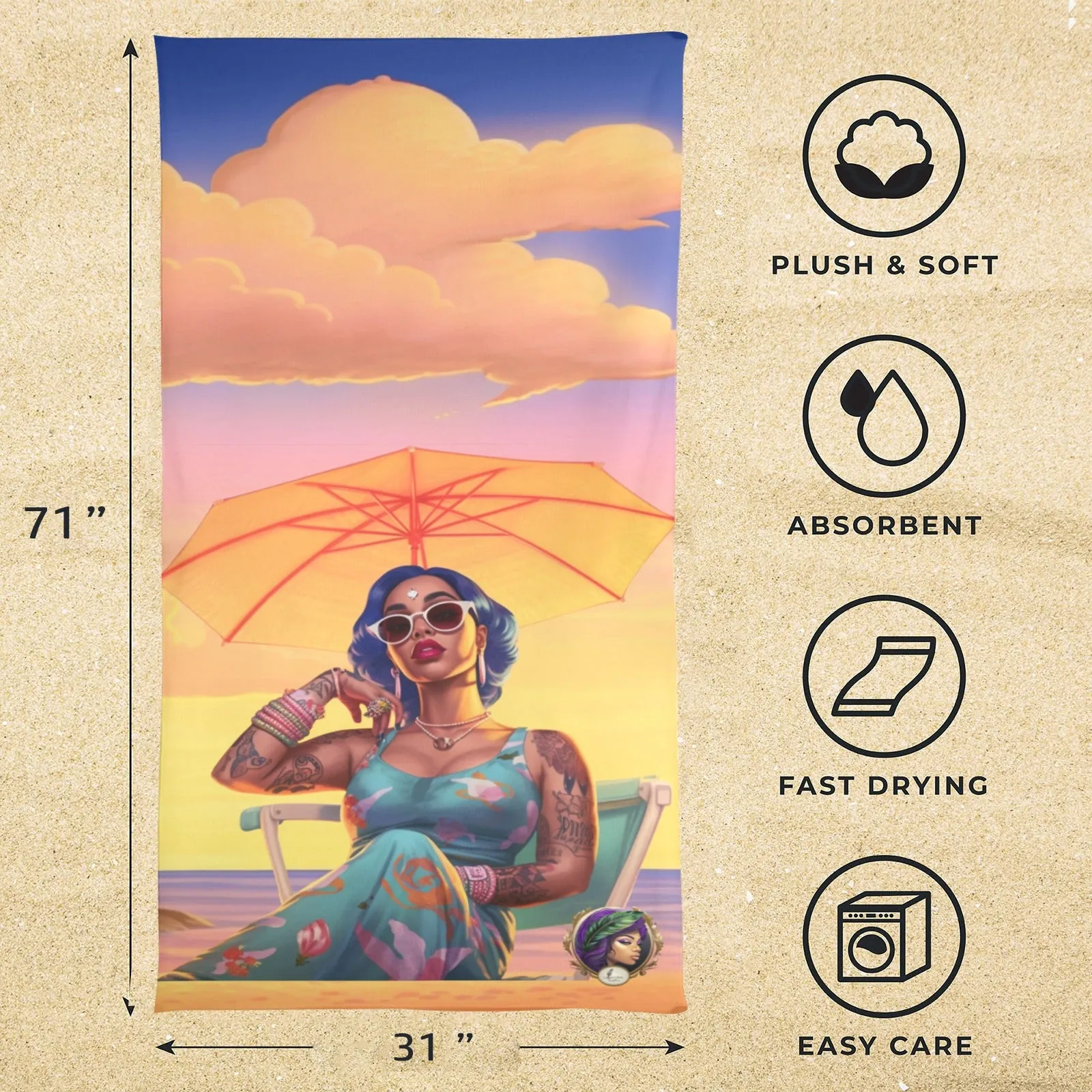 Boss Beach Chillin Beach Towel 31"x71"