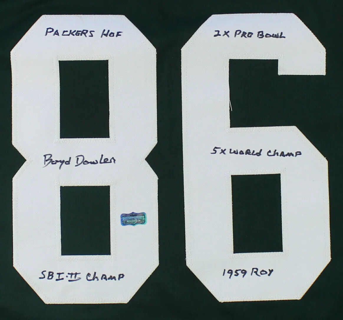 Boyd Dowler Signed Green Bay Custom Green Jersey with 5 Career Stat Insc