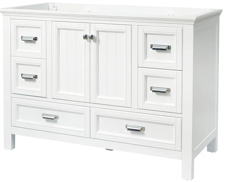 Brantley 48" BAWV4822D Bathroom Vanity, 48 in W Cabinet, 21-1/2 in D Cabinet, 34 in H Cabinet, Wood, White