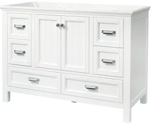 Brantley 48" BAWV4822D Bathroom Vanity, 48 in W Cabinet, 21-1/2 in D Cabinet, 34 in H Cabinet, Wood, White