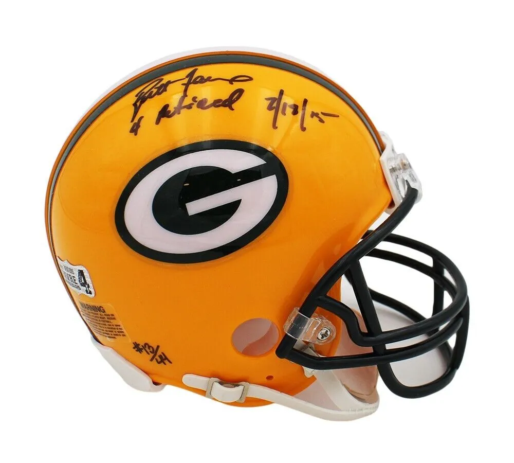 Brett Favre Signed Green Bay Packers Mini Helmet - #4 Retired 7/18/15 - LE of 44
