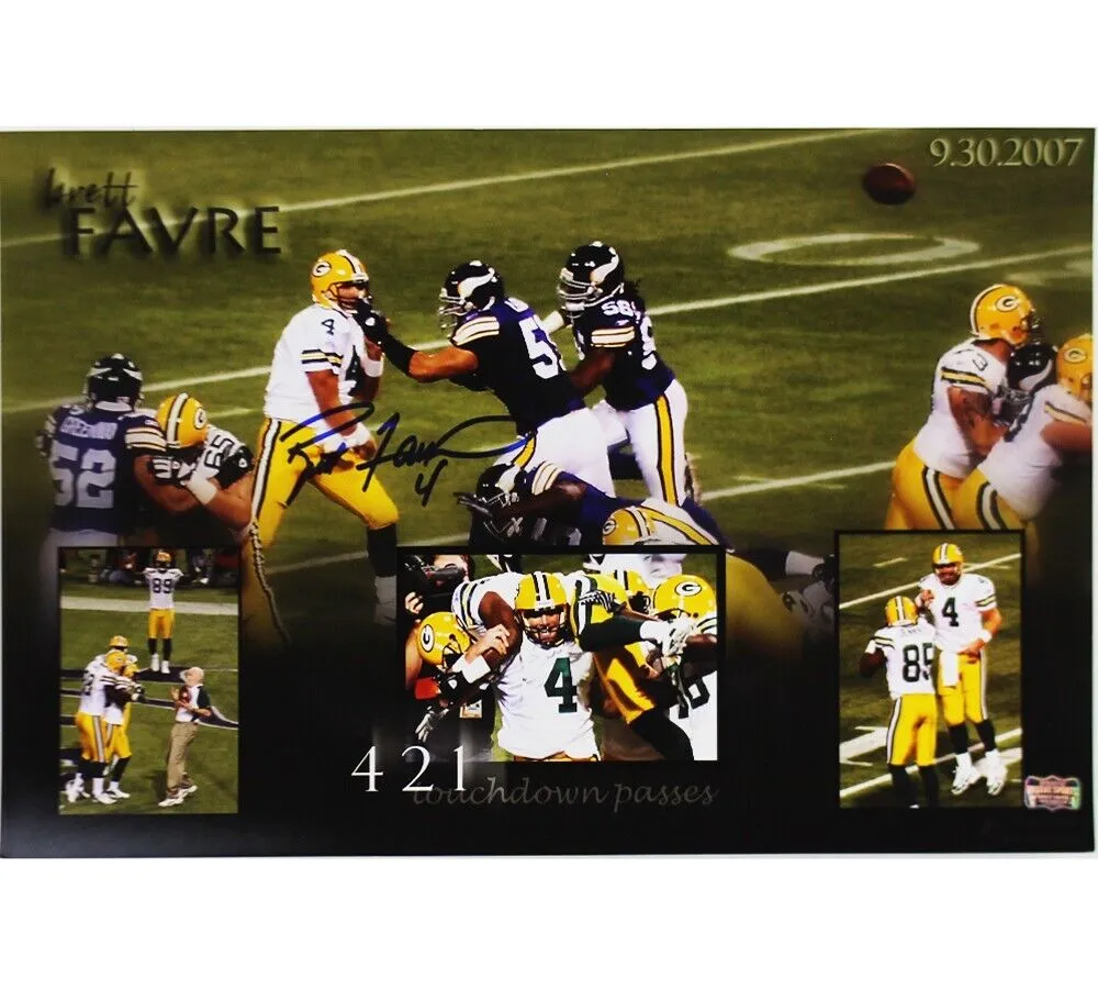 Brett Favre Signed Green Bay Packers Unframed 12x18 Photo - "421 TD Passes"