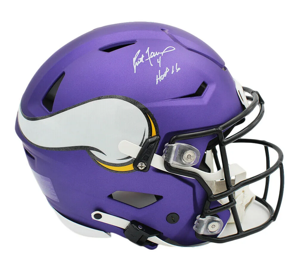 Brett Favre Signed Minnesota Vikings Speed Flex Authentic NFL Helmet w- "HOF 16"