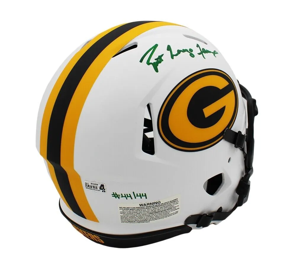 Brett Lorenzo Favre Signed Green Bay Packers Speed Auth Lunar Helmet- LE 44/44