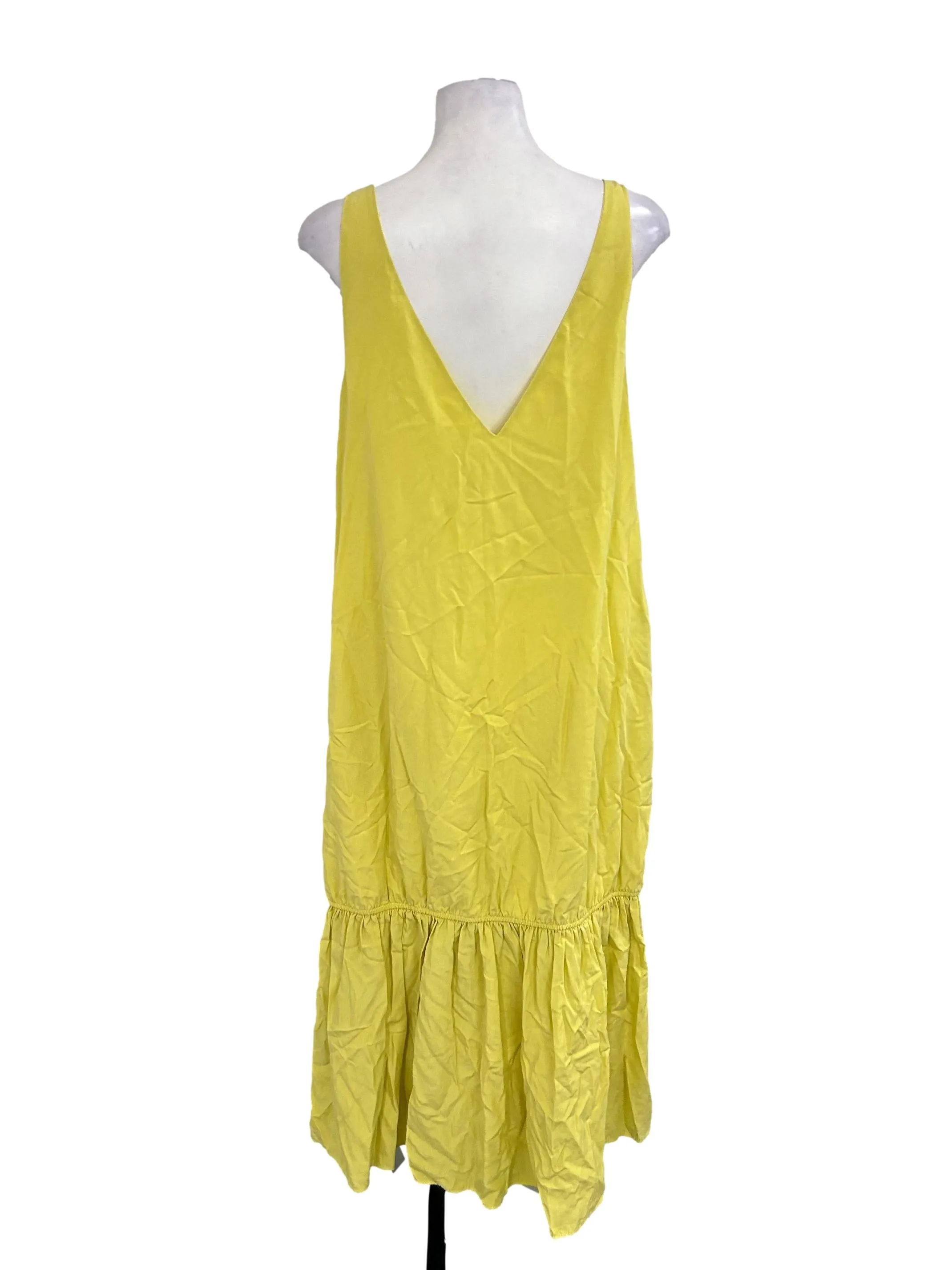 Bright Yellow Viscose Boat-Neck Midi Dress OSN