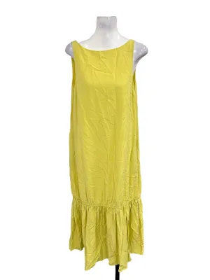 Bright Yellow Viscose Boat-Neck Midi Dress OSN