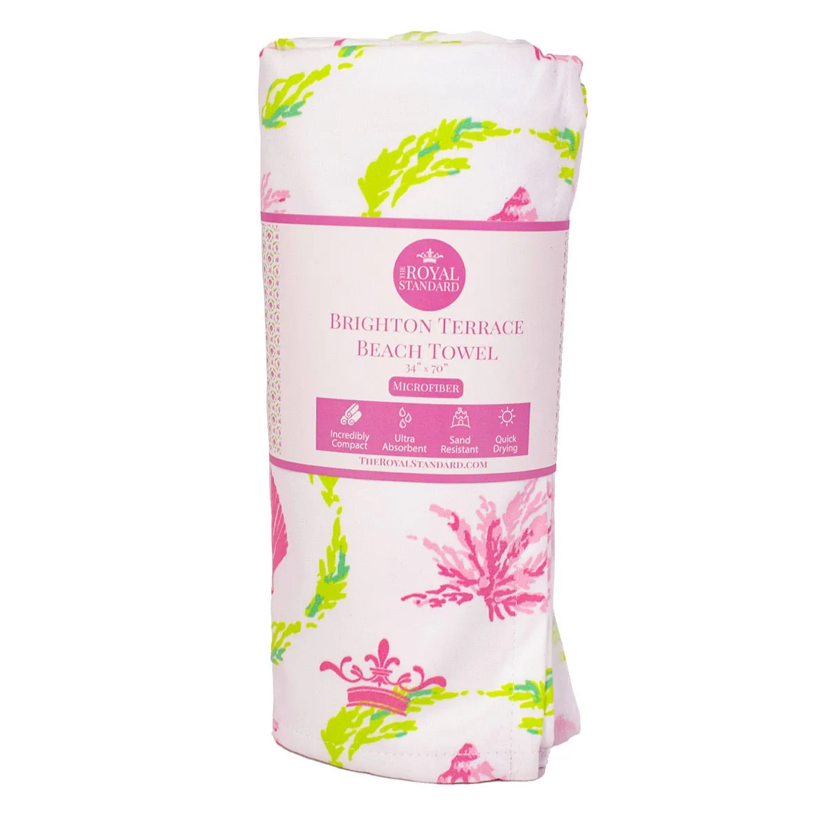 Brighton Terrace Beach Towel in Pink Lilly & Lime