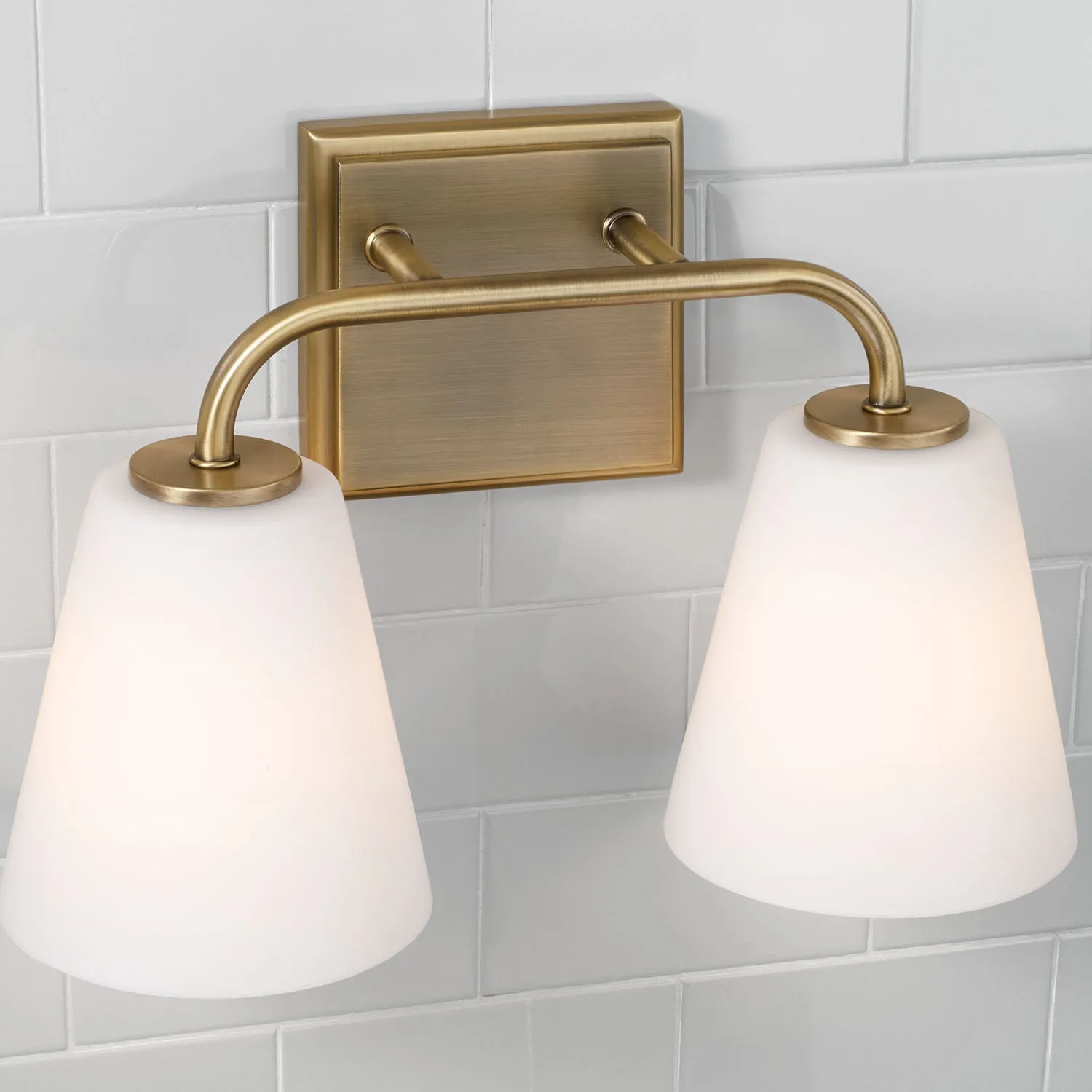 BRODY 2-LIGHT VANITY, AGED BRASS