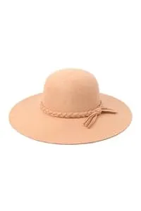 Brown Bowler Fashion Brim Summer Hat With Braided Tie - Pack of 6