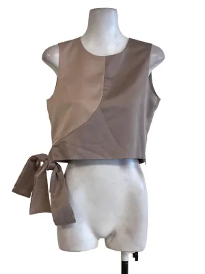Brown Dual Color Sleeveless Top