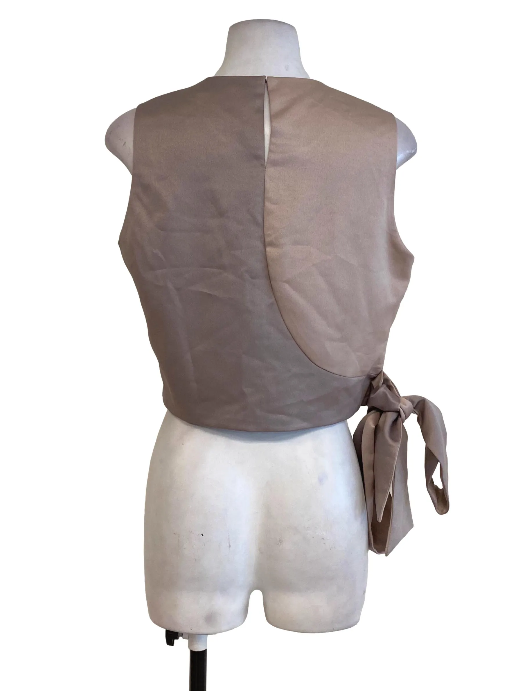 Brown Dual Color Sleeveless Top
