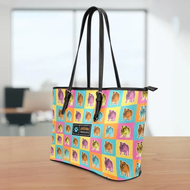 Bulldog Small Leather Tote Bag
