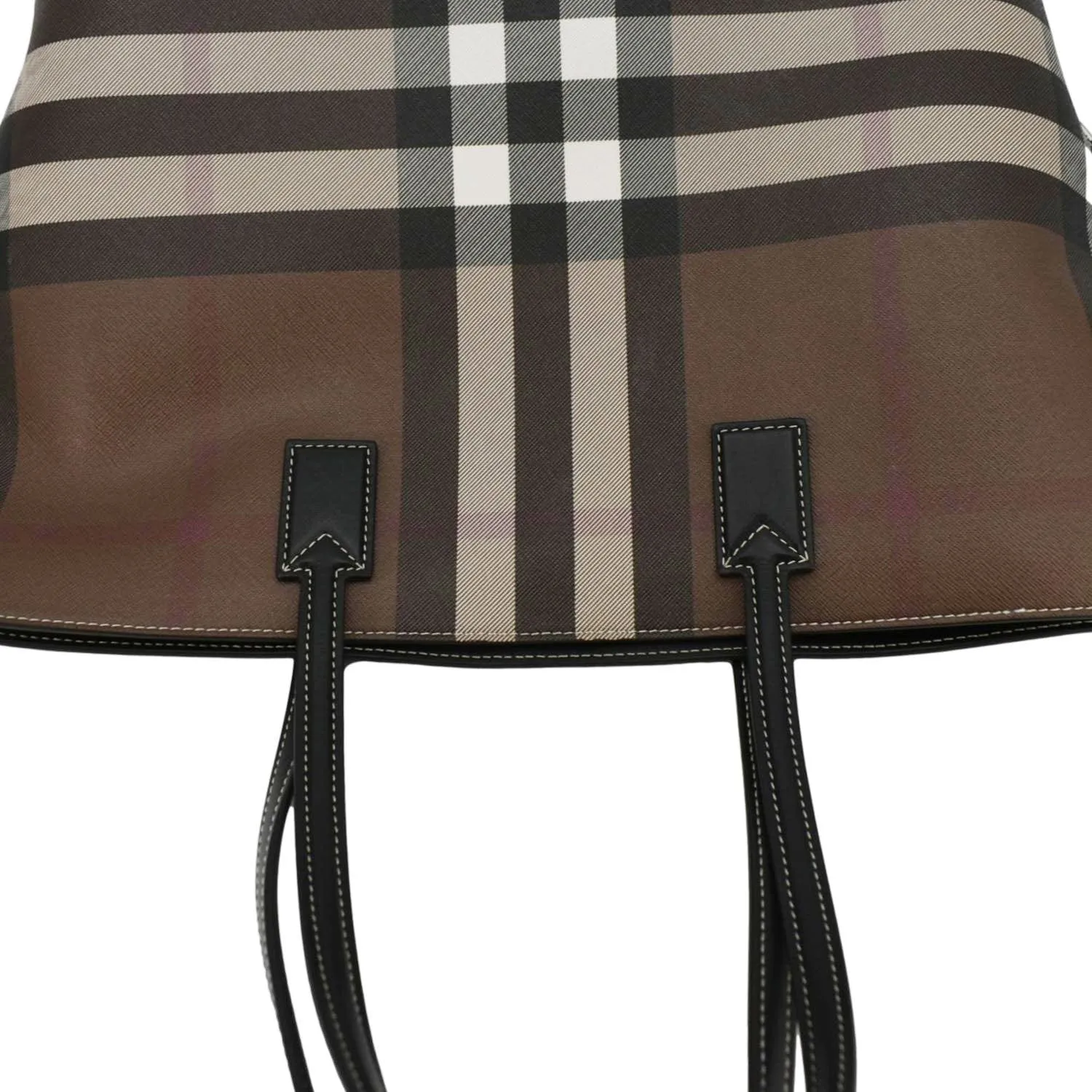 BURBERRY Check E-Canvas Tote Bag Brown