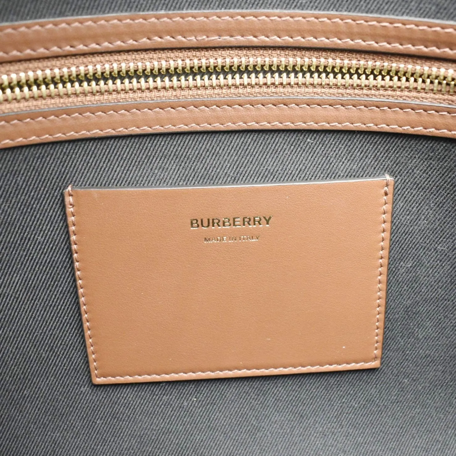 BURBERRY Check E-Canvas Tote Bag Brown