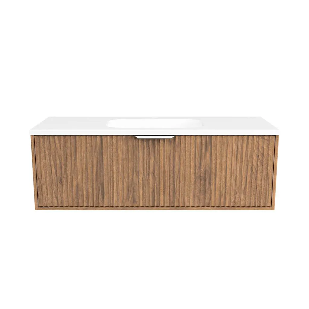 Byron 1 Drawer Bathroom Vanity with Mineral Single Sink - Wall Mount - 48" Wood/Florentine Walnut/Brushed Nickel
