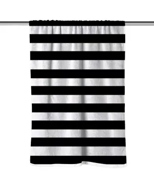 Cabana Stripes Black White Velour Beach Towel