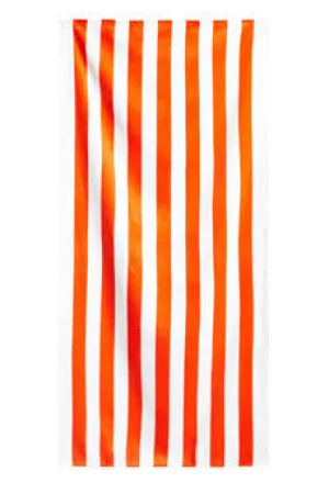 Cabana Stripes Orange Velour Beach Towel