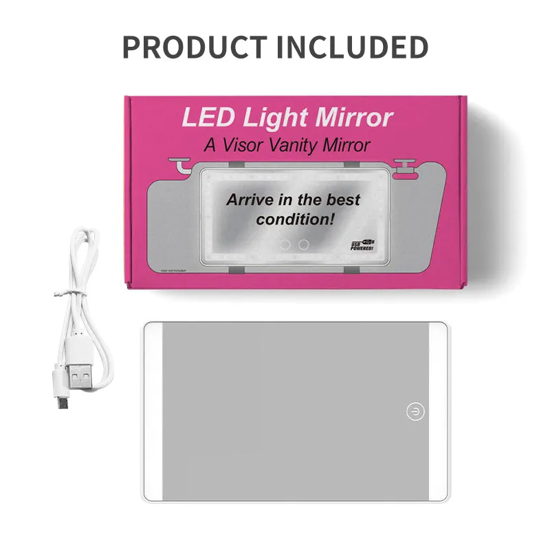 Car sun visor vanity lighted mirror for makeup in travel dual color
