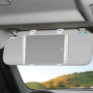 Car sun visor vanity lighted mirror for makeup in travel dual color