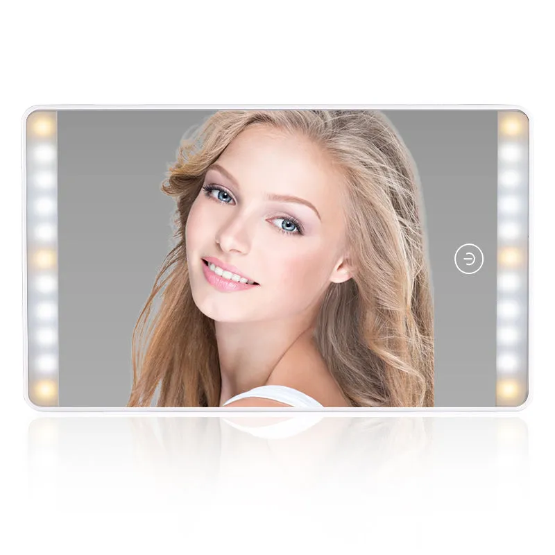 Car sun visor vanity lighted mirror for makeup in travel dual color