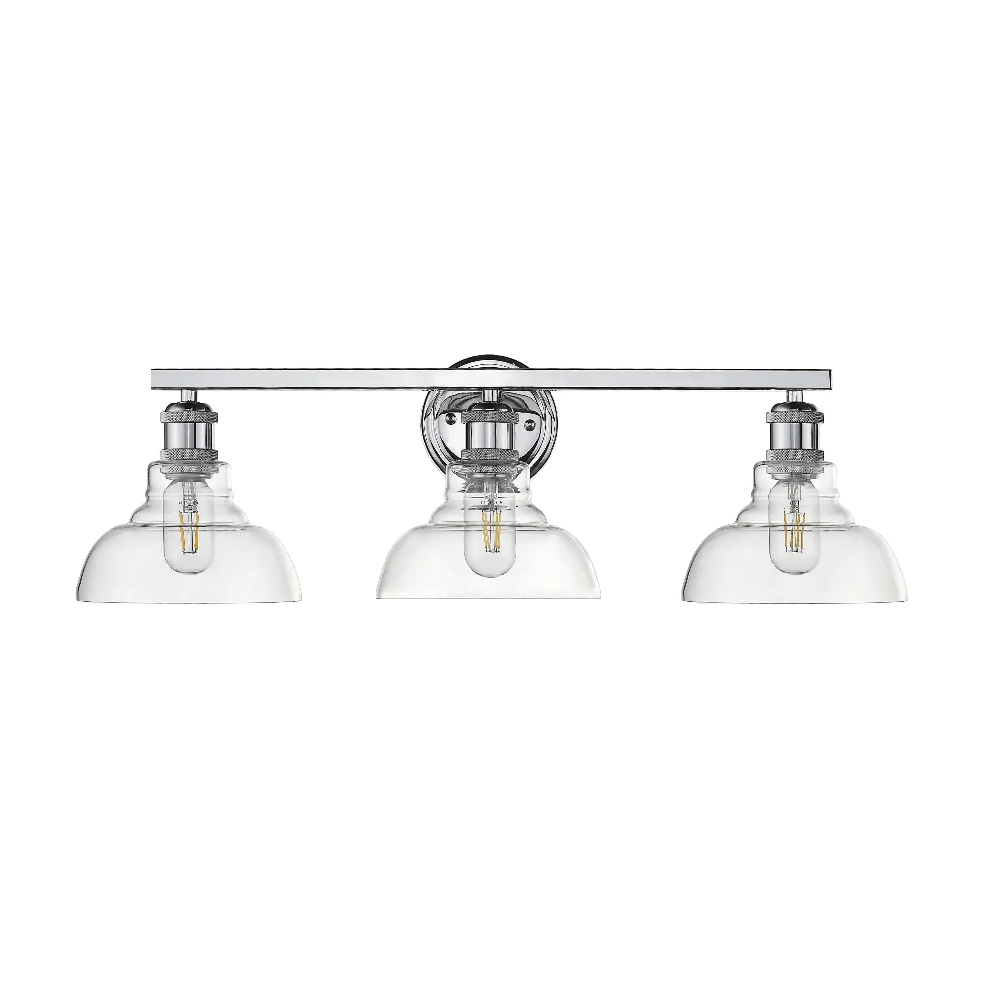 Carver 3-Light Bath Vanity in Chrome with Clear Glass Shades