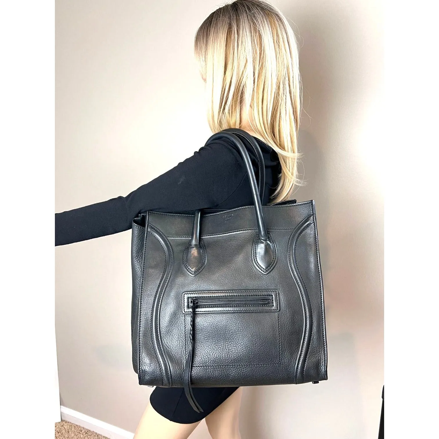 Celine Calfskin Leather Phantom Luggage Tote Bag
