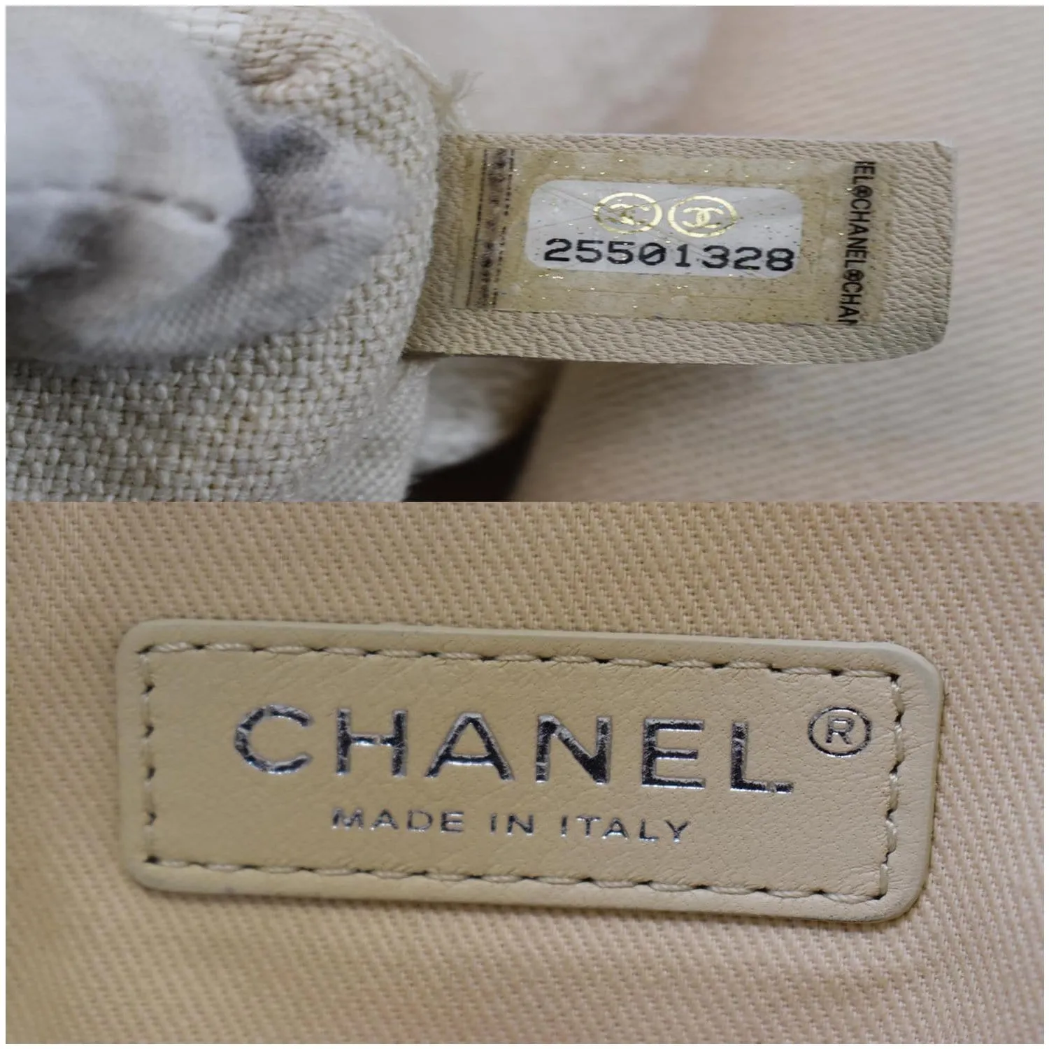CHANEL 18P Deauville 2Way Logo Chain Shopping Tote Bag Beige