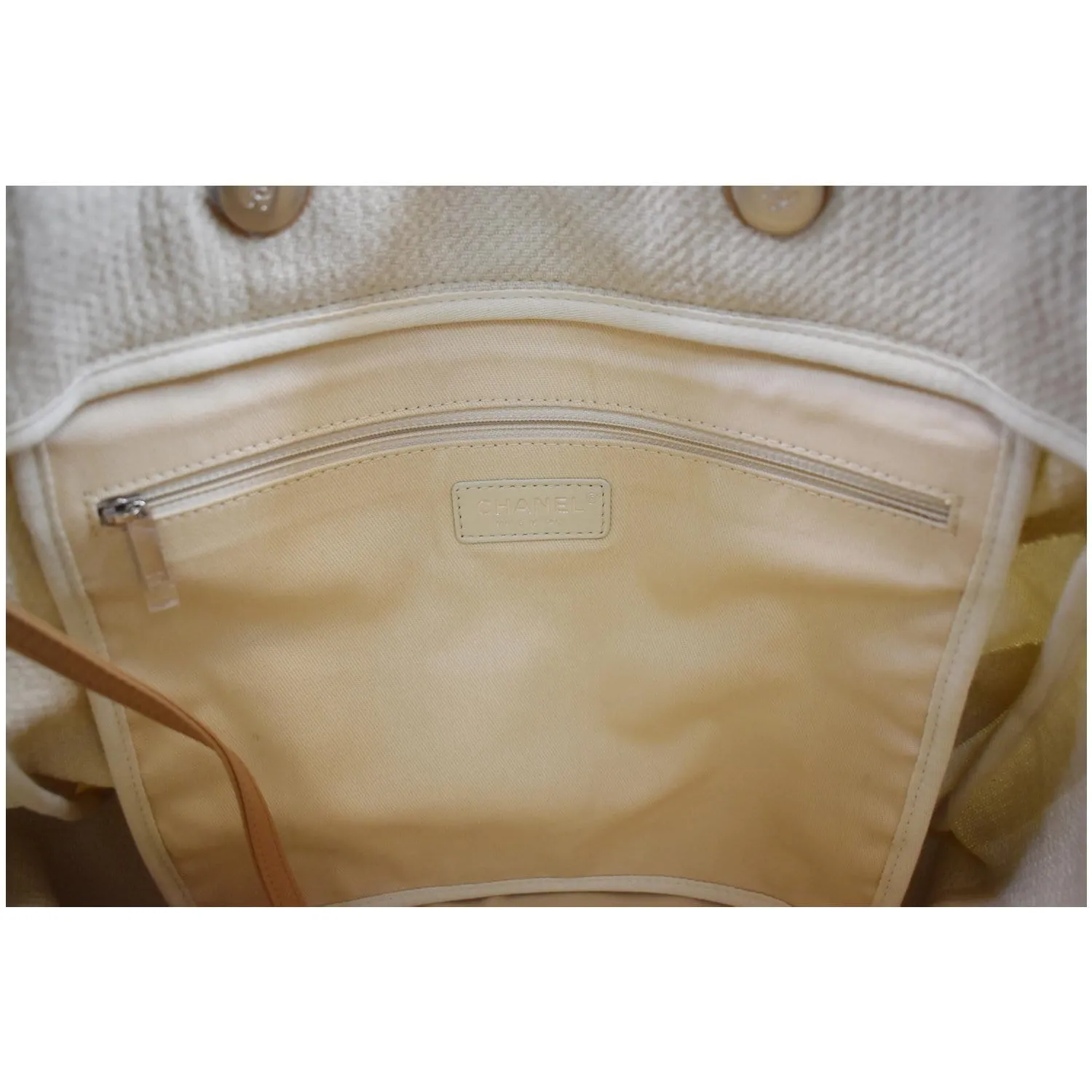 CHANEL 18P Deauville 2Way Logo Chain Shopping Tote Bag Beige