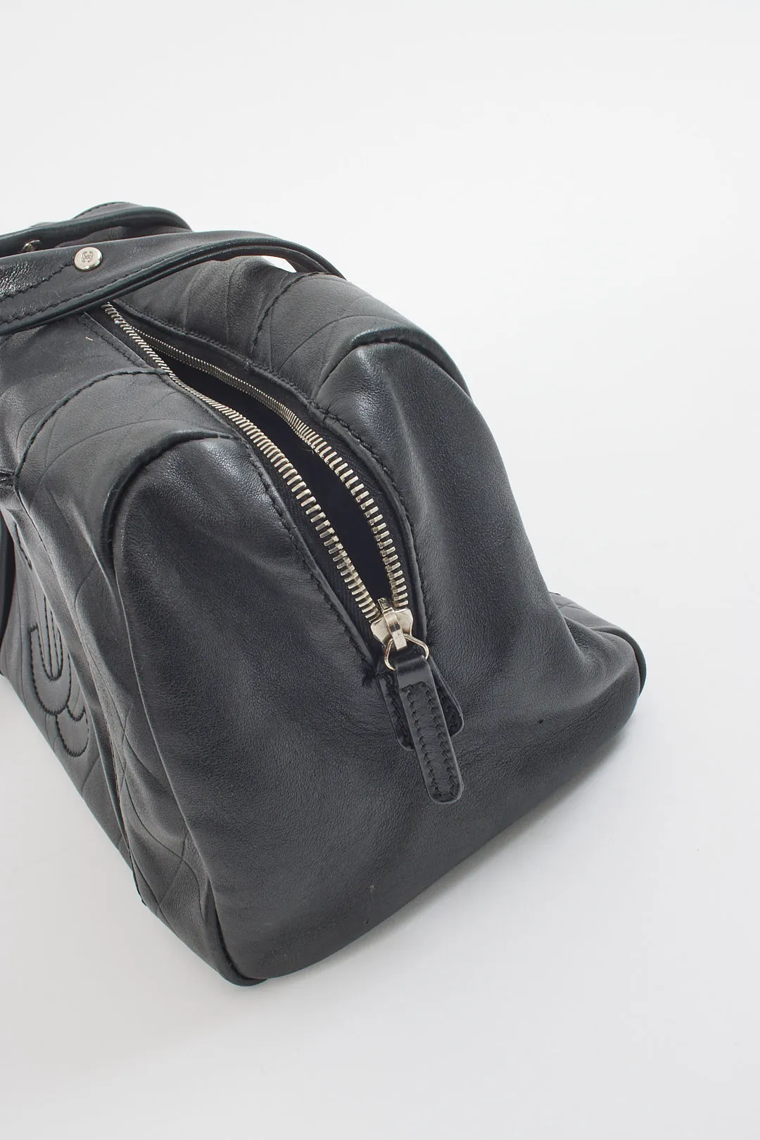 Chanel Black Lambskin Leather Bowler Bag