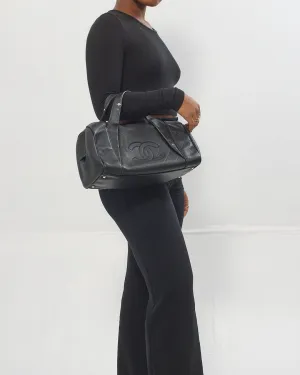Chanel Black Lambskin Leather Bowler Bag