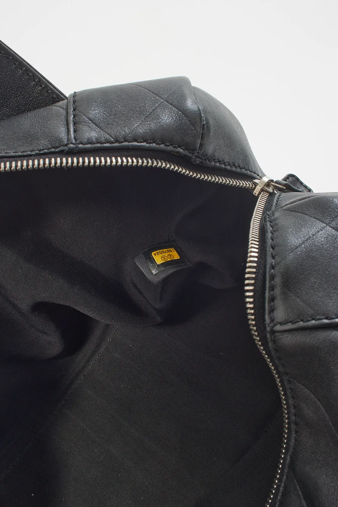 Chanel Black Lambskin Leather Bowler Bag
