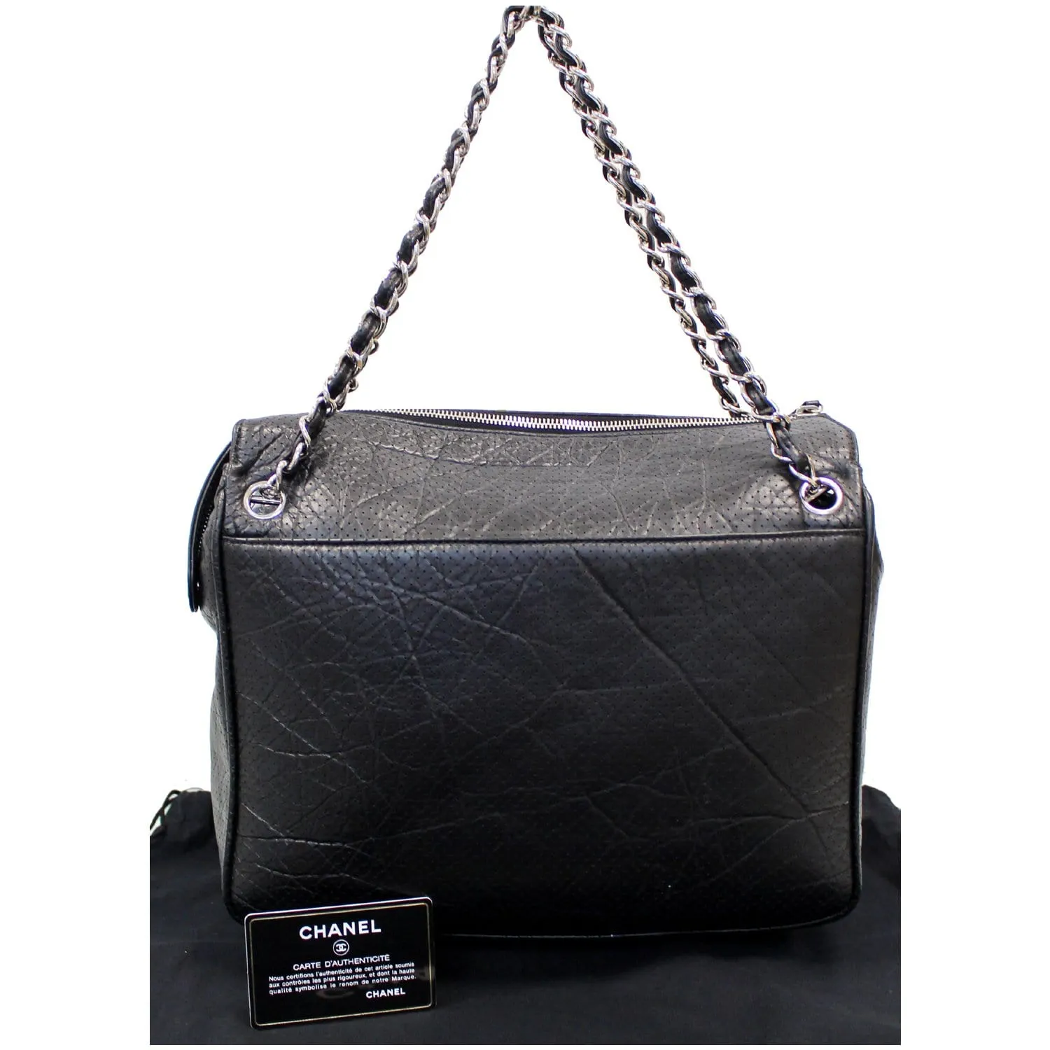 CHANEL Calfskin Perforated 50's Bowler Bag Black