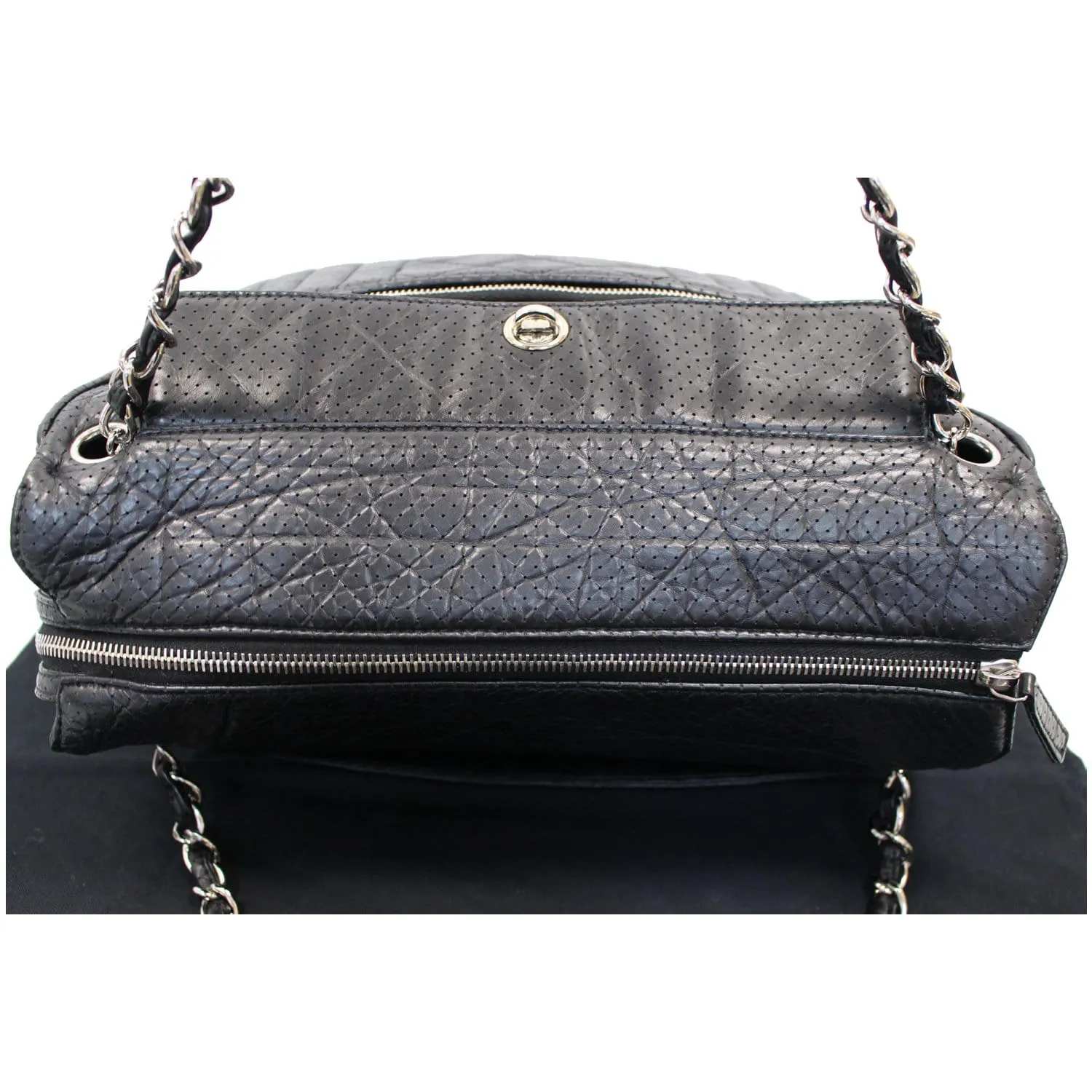 CHANEL Calfskin Perforated 50's Bowler Bag Black