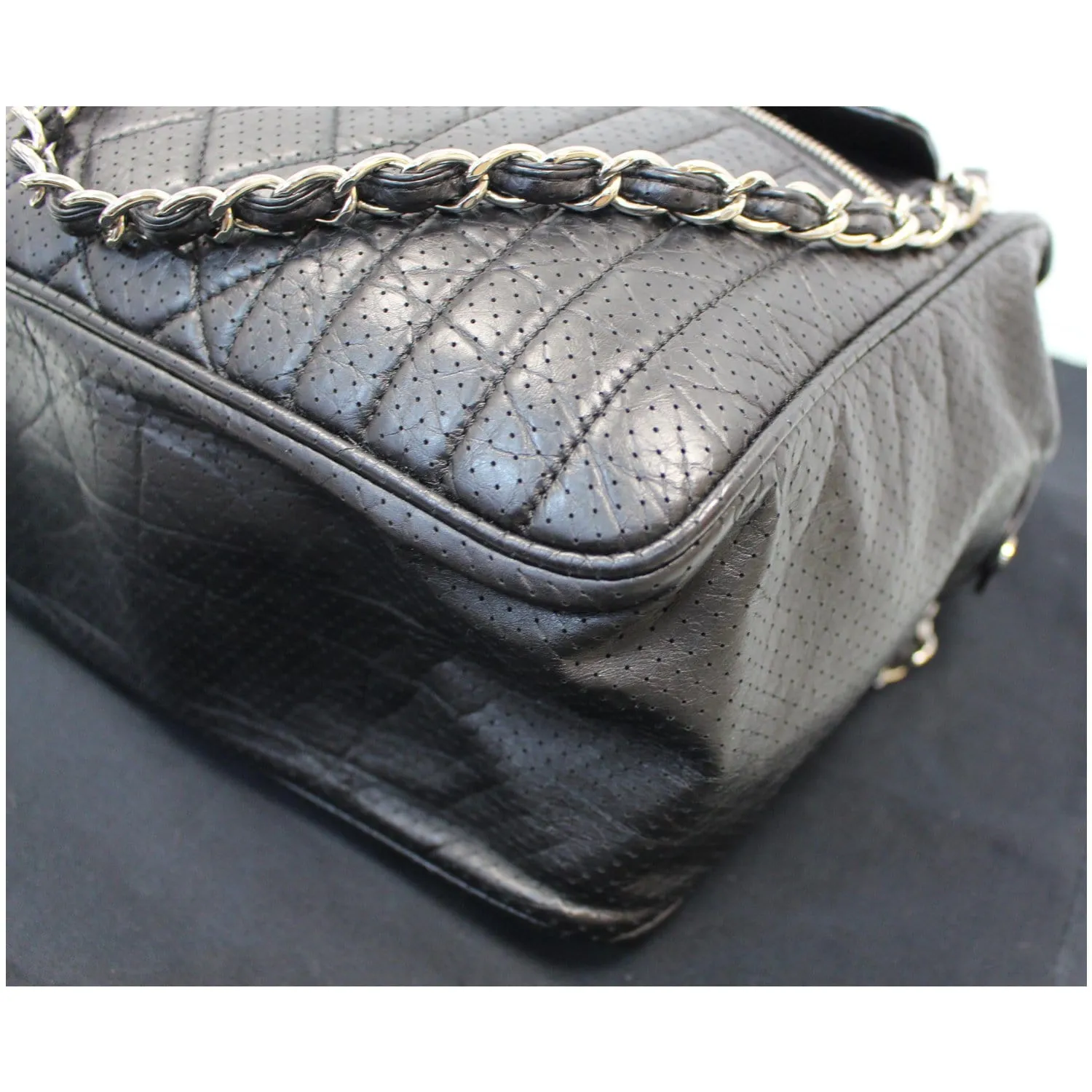 CHANEL Calfskin Perforated 50's Bowler Bag Black