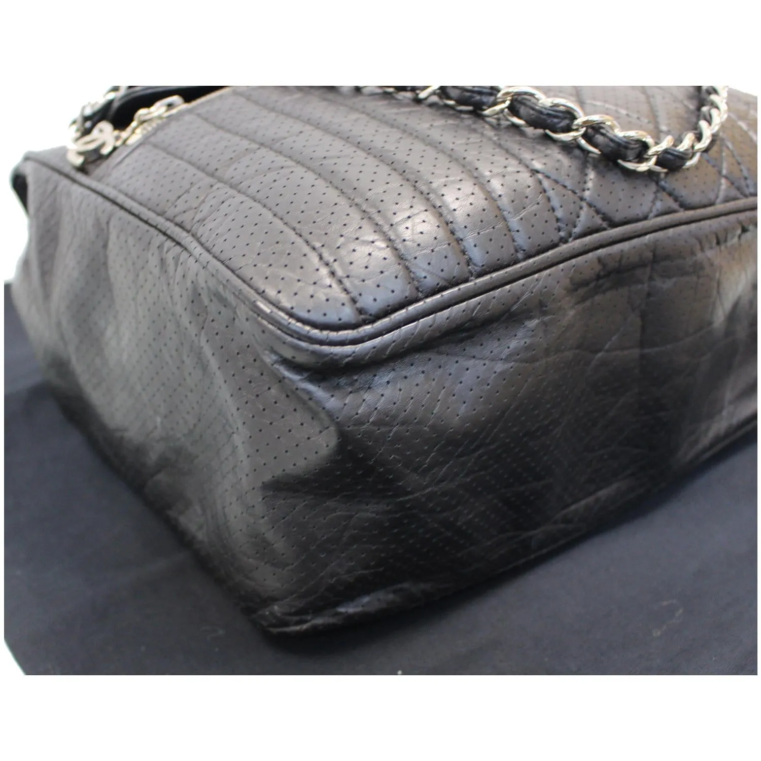 CHANEL Calfskin Perforated 50's Bowler Bag Black
