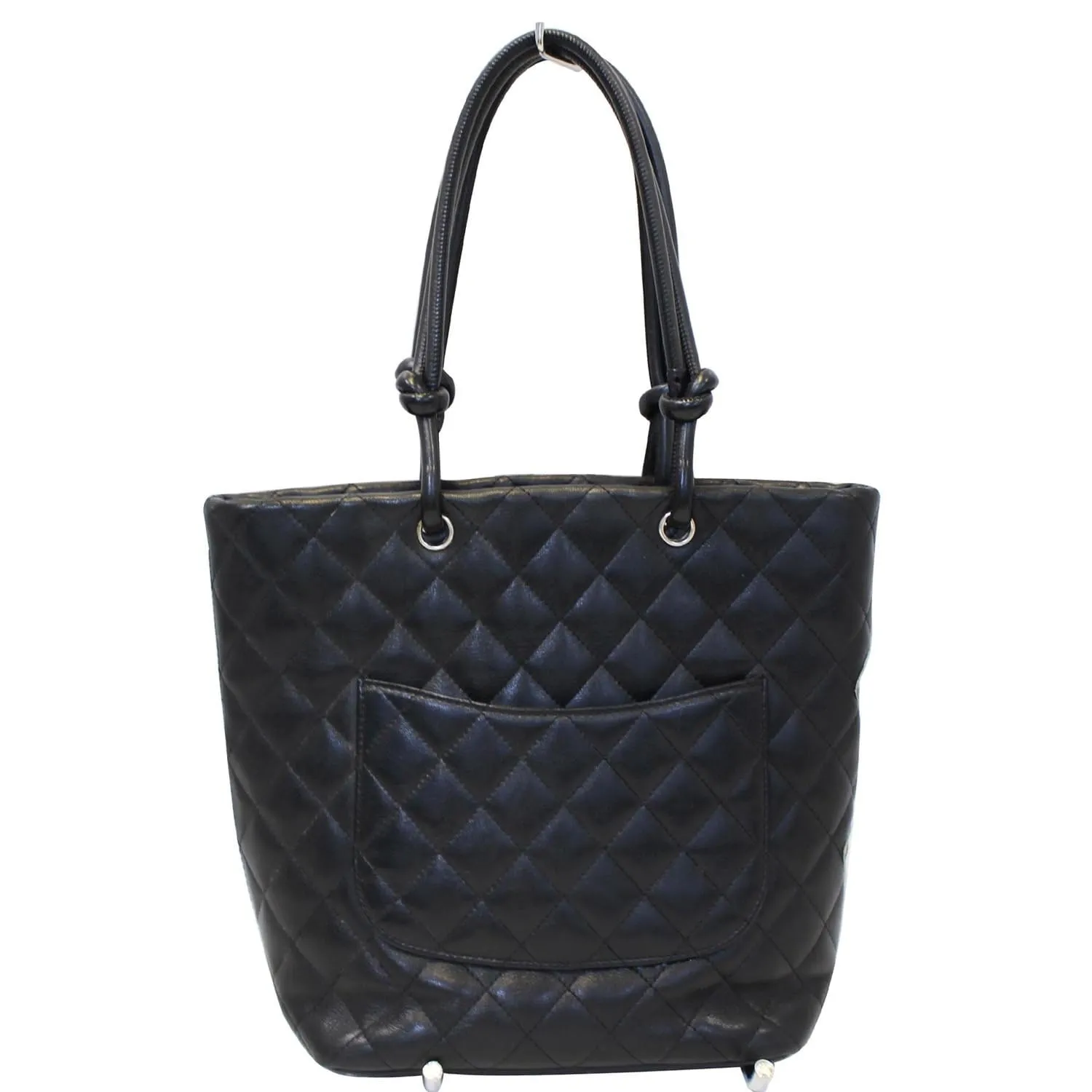 CHANEL Cambon Small Quilted Leather Tote Bag Black