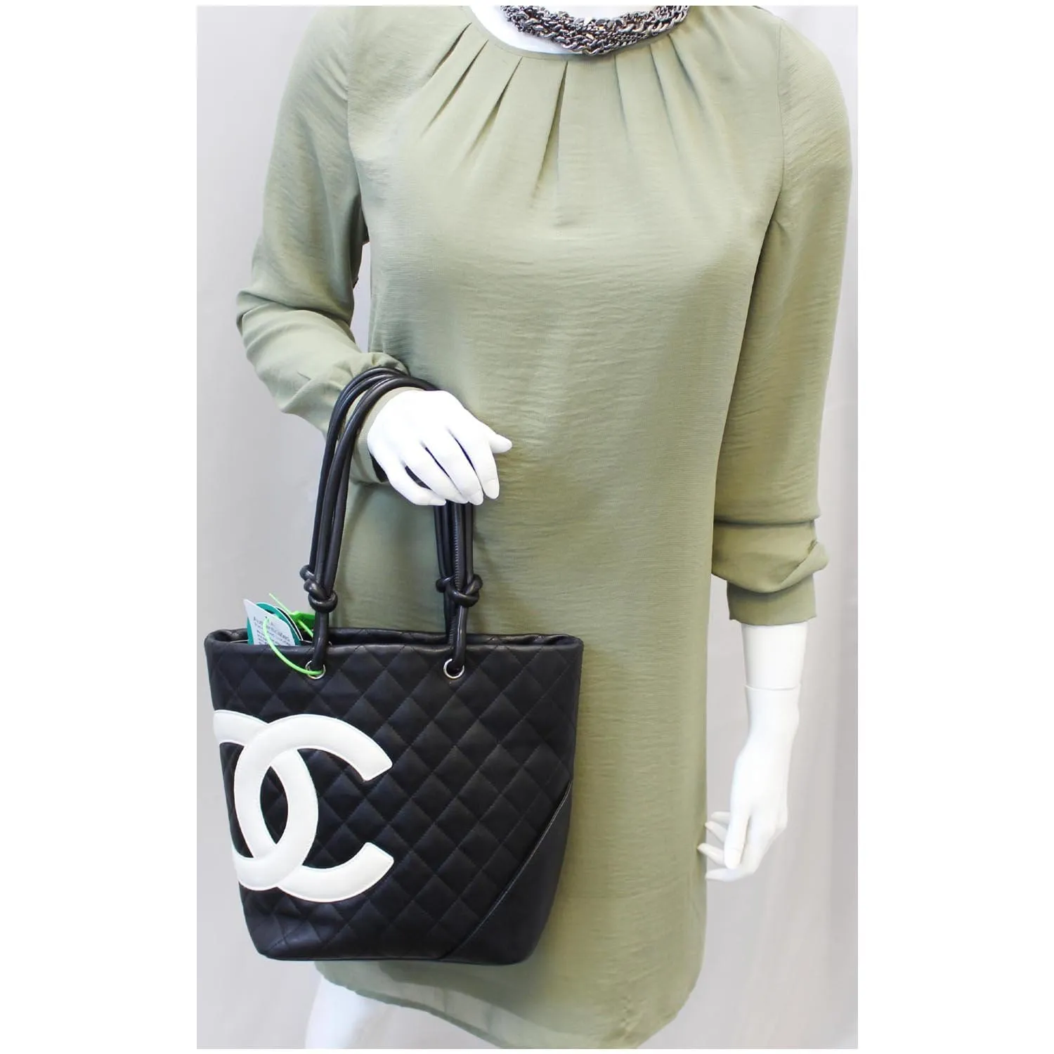 CHANEL Cambon Small Quilted Leather Tote Bag Black