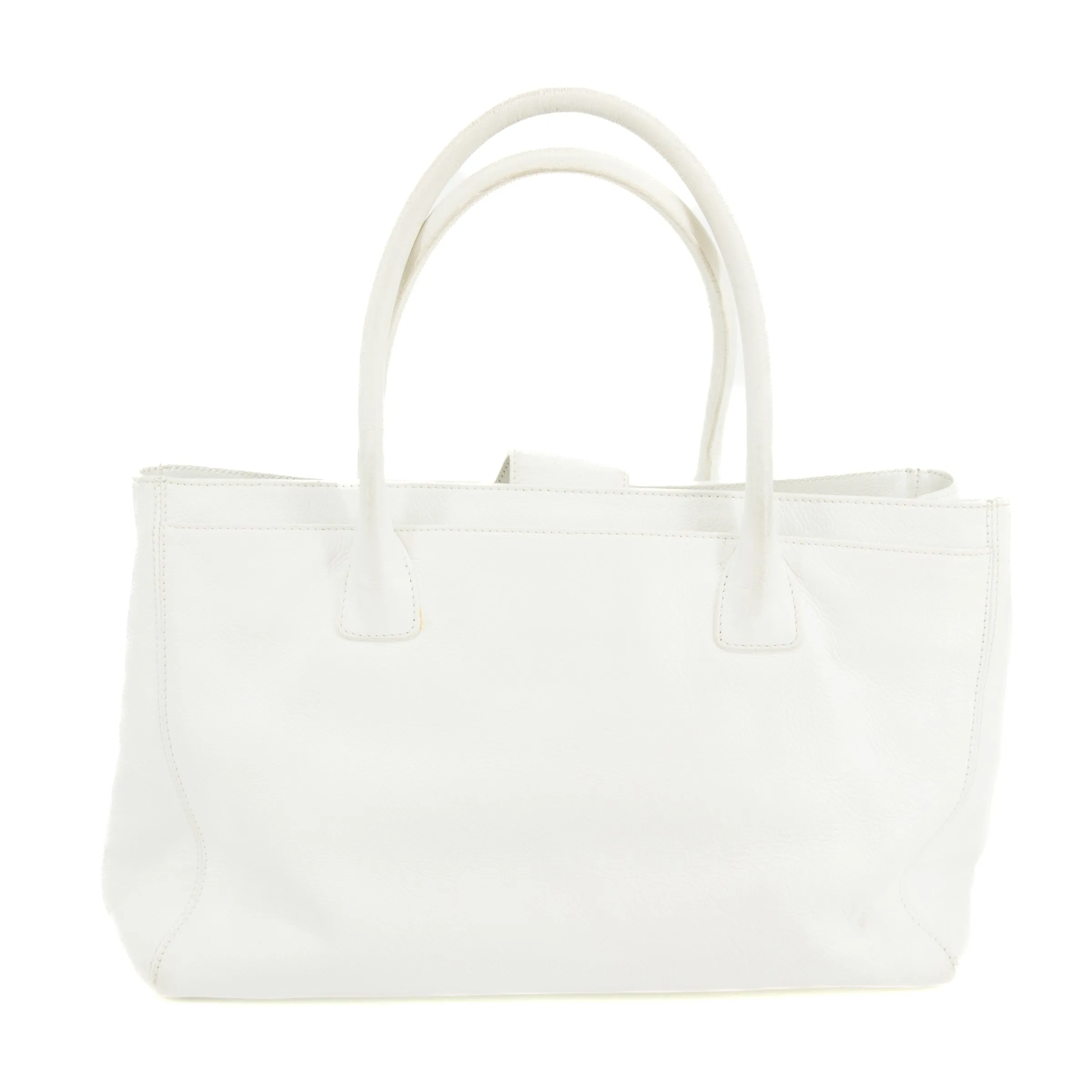 Chanel Caviar Skin White Executive 2-Way Tote Bag -#2698