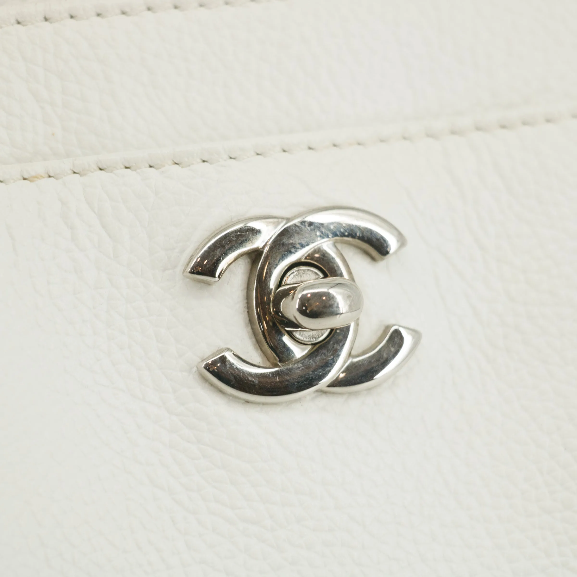 Chanel Caviar Skin White Executive 2-Way Tote Bag -#2698