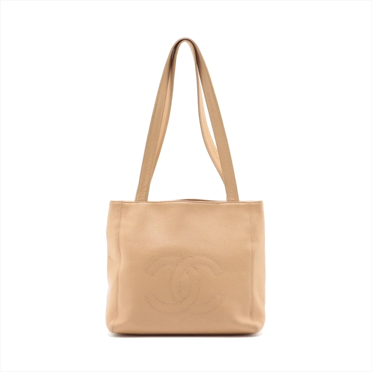 Chanel Coco Mark CC Caviar Skin Tote bag Beige Gold Metal Fittings #2598