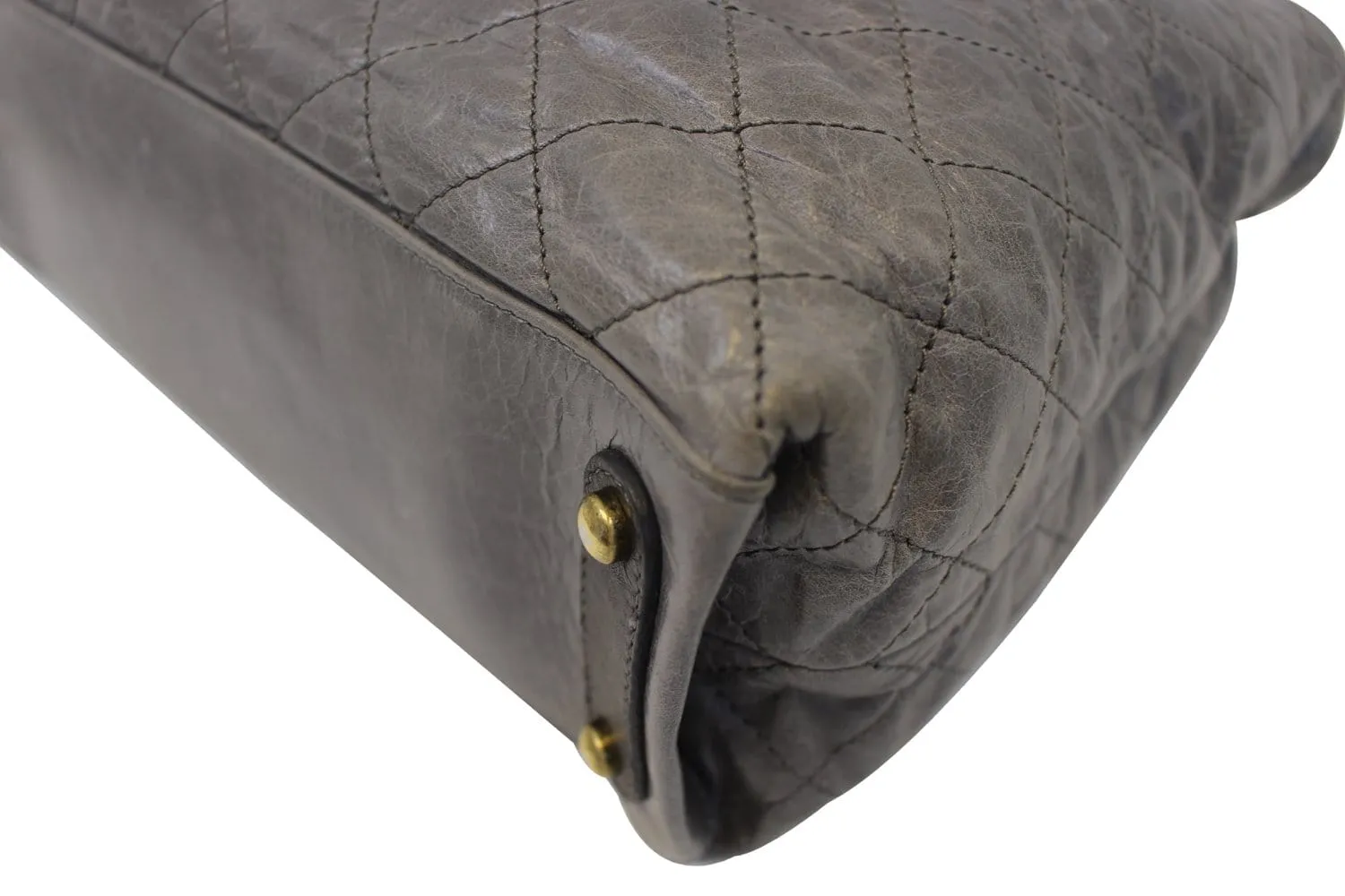 CHANEL Grey Quilted Calfskin Leather Stingray Bindi CC Shopper Tote Bag