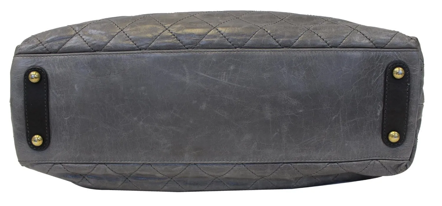 CHANEL Grey Quilted Calfskin Leather Stingray Bindi CC Shopper Tote Bag