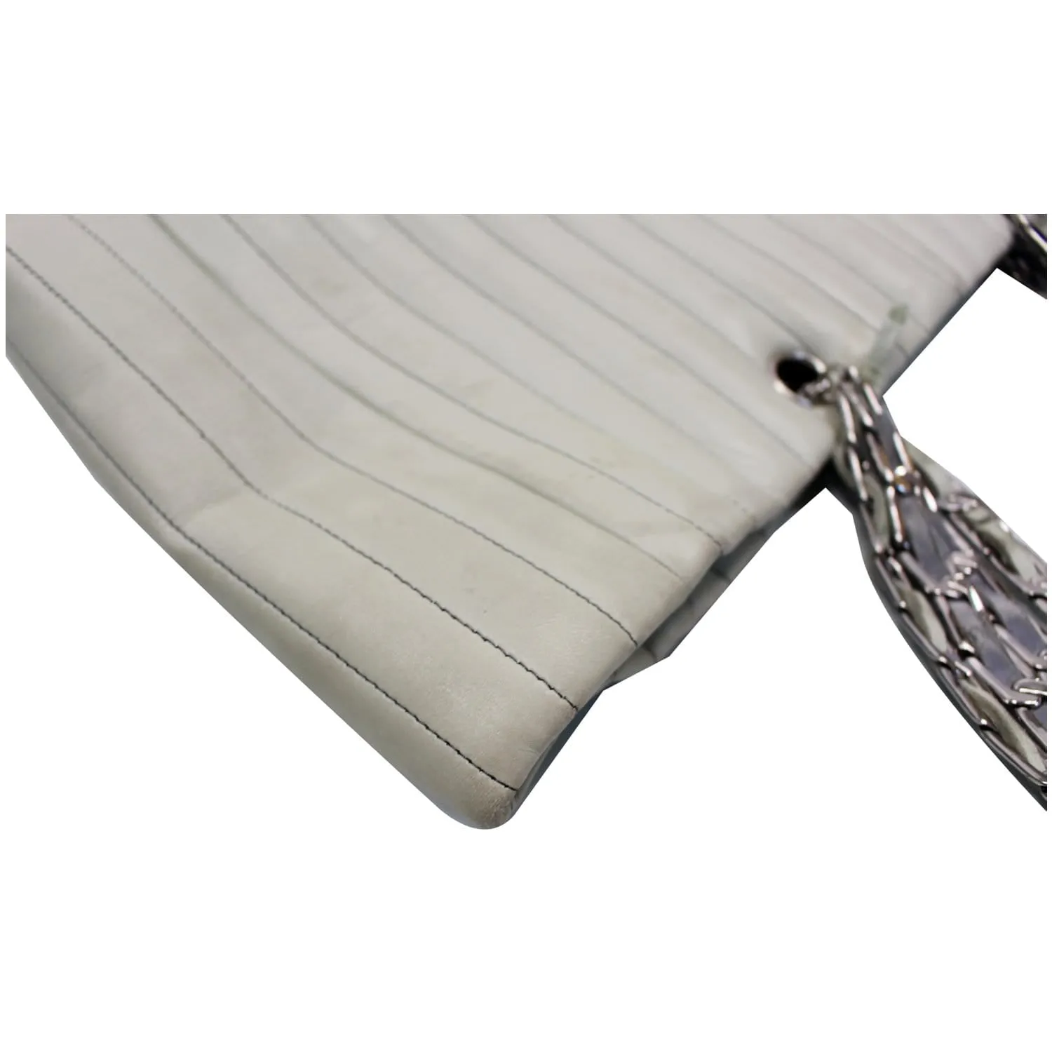 CHANEL Large CC Chain Lambskin Tote Shoulder Bag Cream