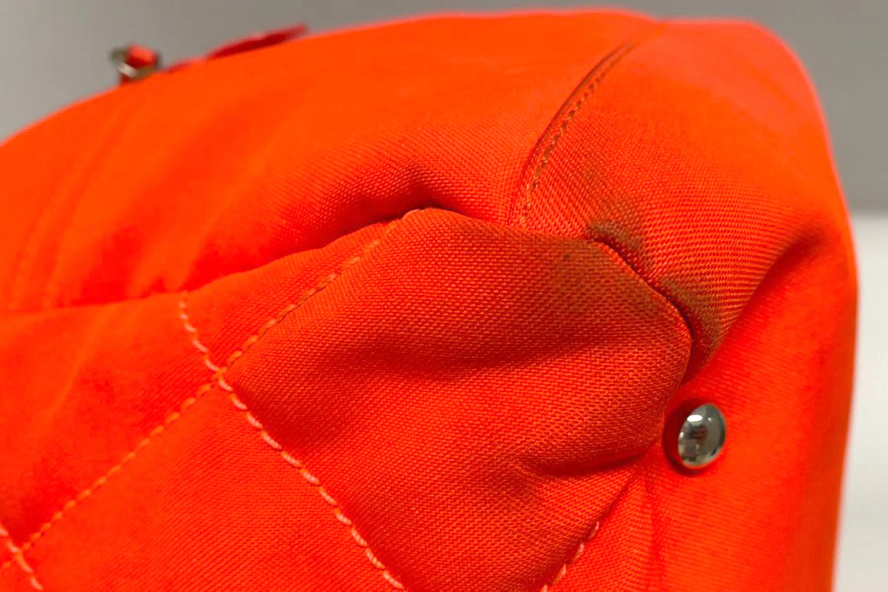 CHANEL PARIS BIARRITZ NEON ORANGE NYLON BOWLER BAG (1221xxxx), WITH CARD