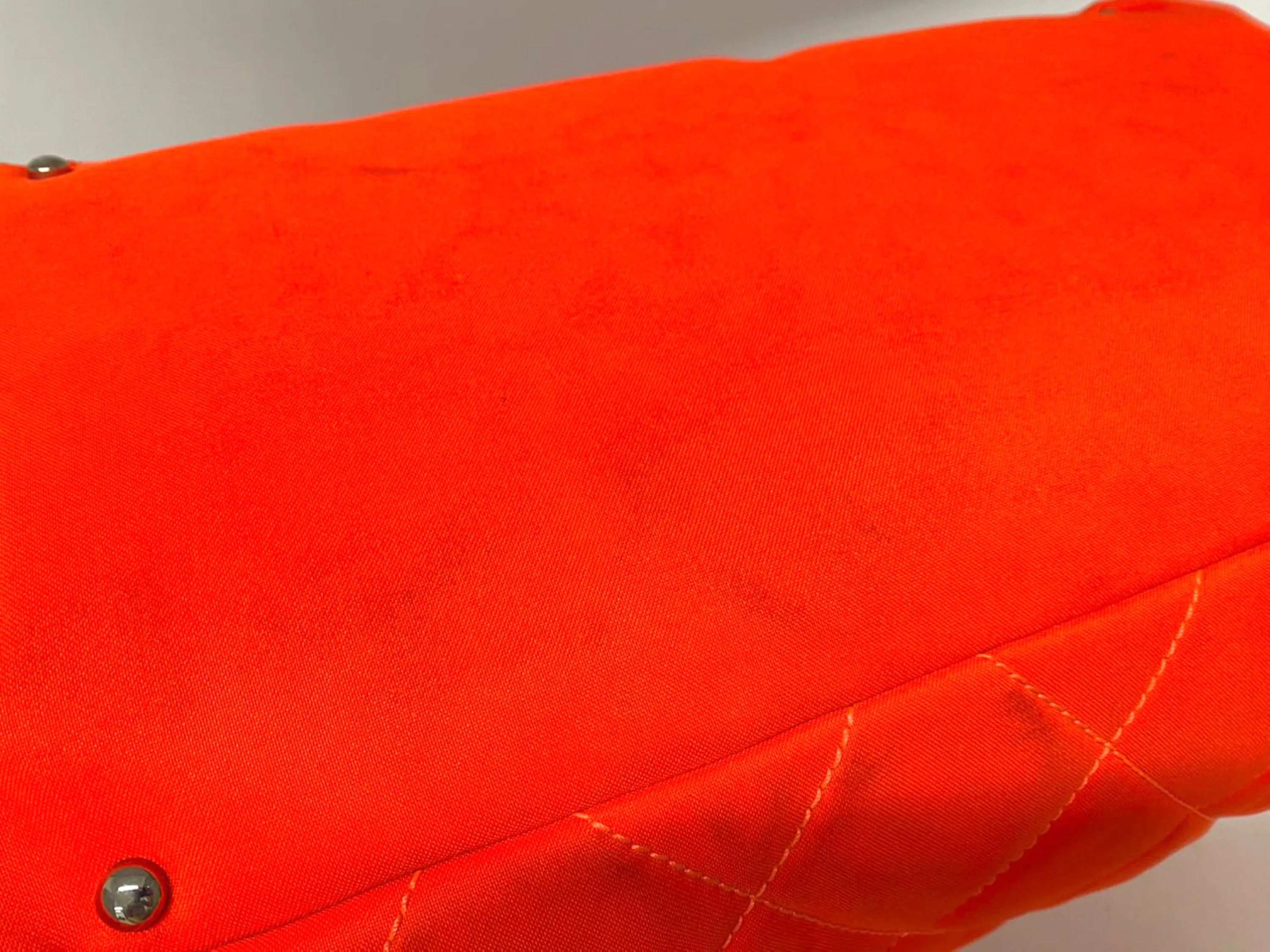 CHANEL PARIS BIARRITZ NEON ORANGE NYLON BOWLER BAG (1221xxxx), WITH CARD